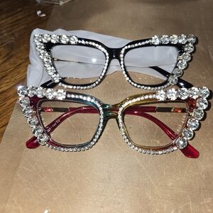 2 rhinestone cat eye sunglasses